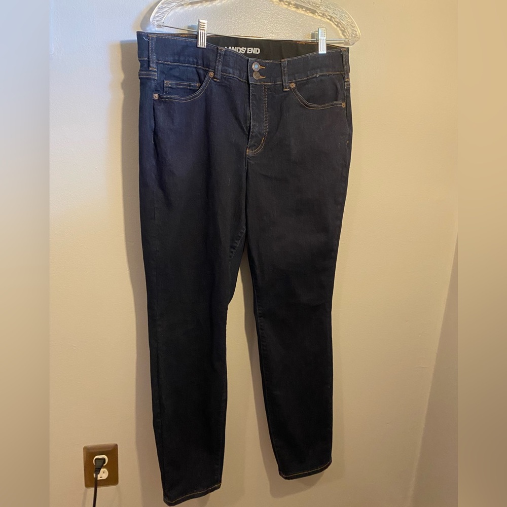 Lands End High Waisted Dark Wash Skinny Jeans